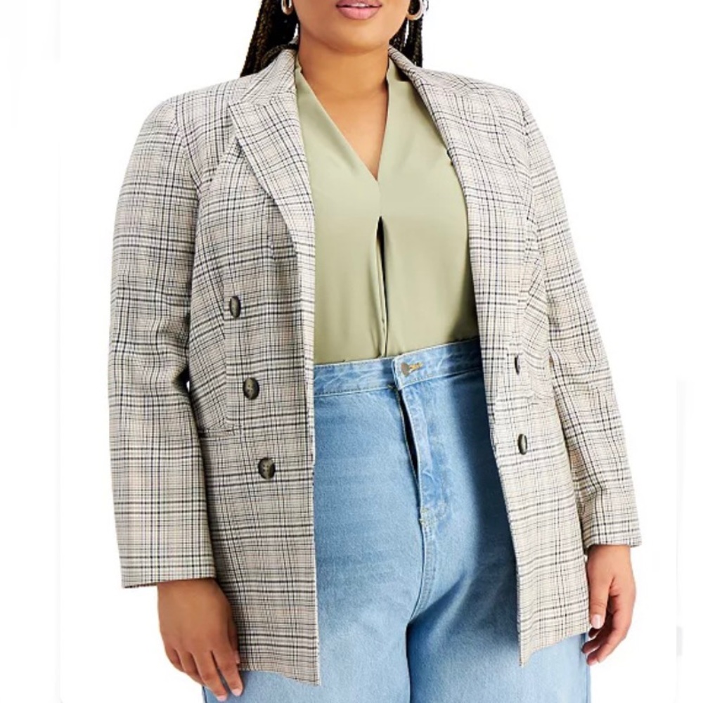 Bar III
Trendy Plus Size Plaid Open-Front Blazer🥨🥨